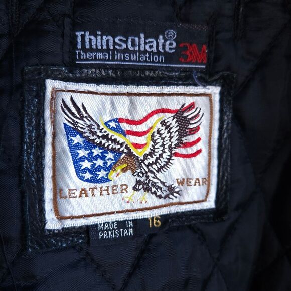 Leather Works Vintage Insulated Motorcycle Jacket Women's XL 16 Utility Heavy 3M - Picture 6 of 9